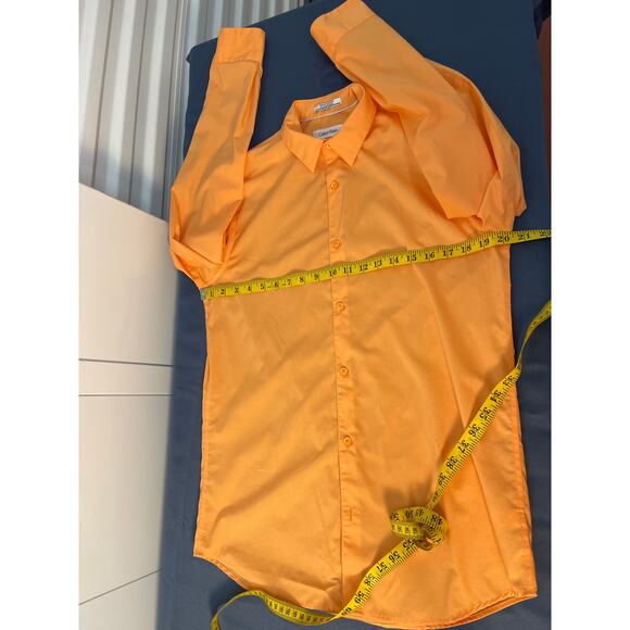 Calvin‎ Klein Orange Button Down Dress Shirt Cotton Blend Small Pre-Owned - Picture 7 of 7